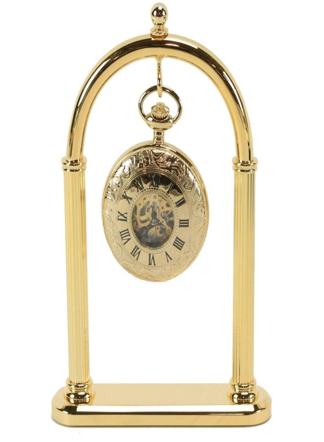 TAURISH Pocket Watch Display Stand Full Arch Gold Plated Metal Holder for Pocket Watches, Antique Clocks, & Collectibles -Brass-Gold Plated ( Watch Not Included ) - Image 1